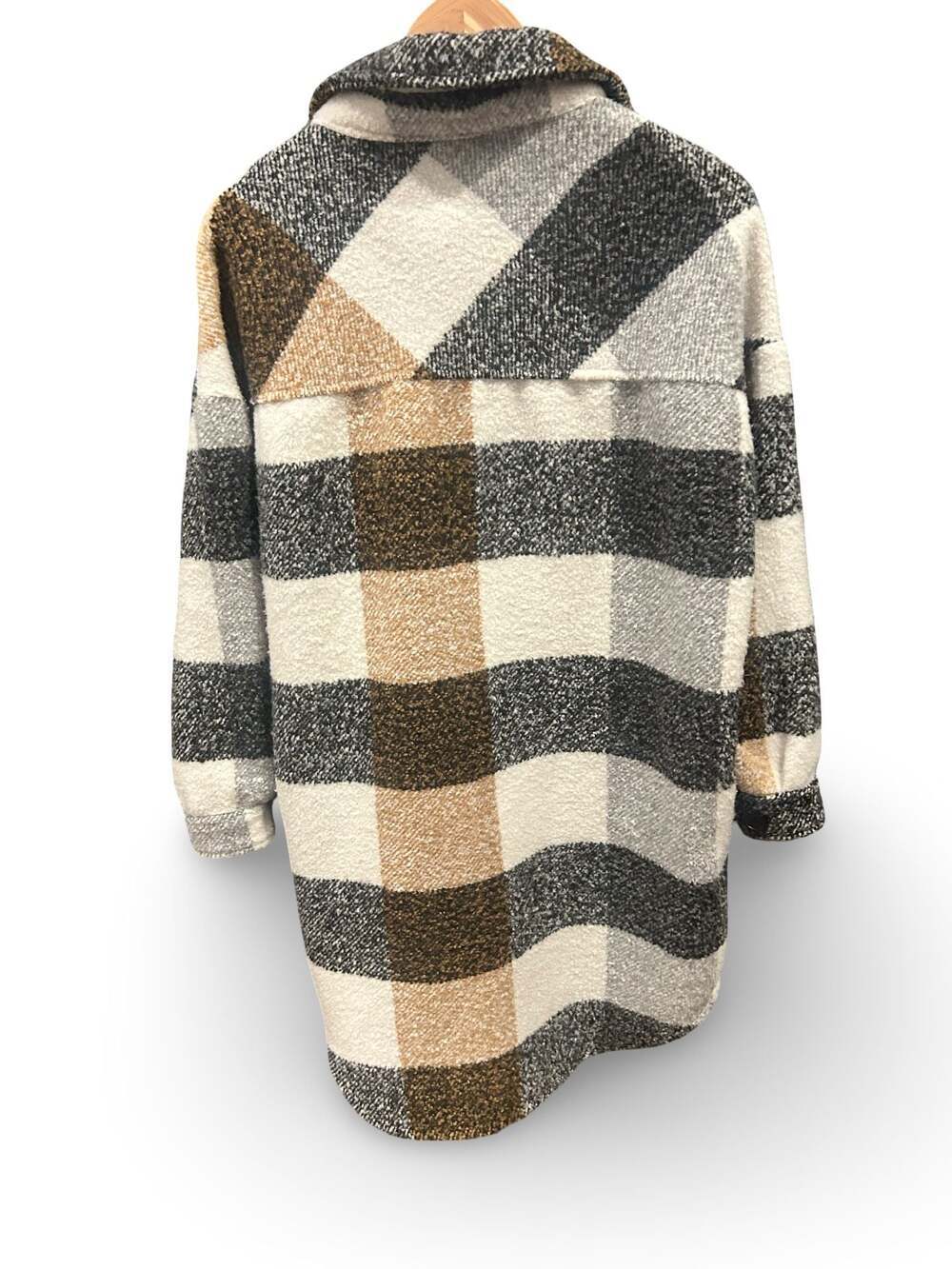RDI Oversized Plaid Sherpa Fleece Shacket Jacket Cozy Fall Winter Cabin Core - Picture 4 of 5